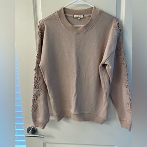 Eri & Ali (Anthropologie) Light Pink Floral Crewneck Sweatshirt, size S